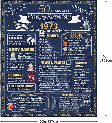 Miniatura 5 de Regalos de cumpleaños 50 para hombres y mujeres, regalo de cumpleaños de 50 años para marido, esposa, papá, mamá, manta de 60 x 50 pulgadas