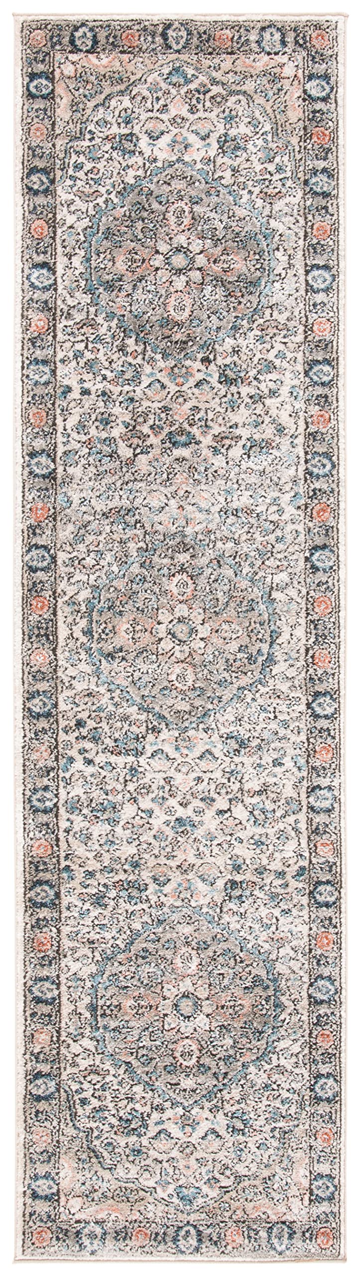 Martha Stewart x SAFAVIEH Area Rug Collection - 2'2" x 10' Runner, Grey & Blue, Non-Shedding & Easy Cleaning, Ideal for Living Room, Foyer, Bedroom,