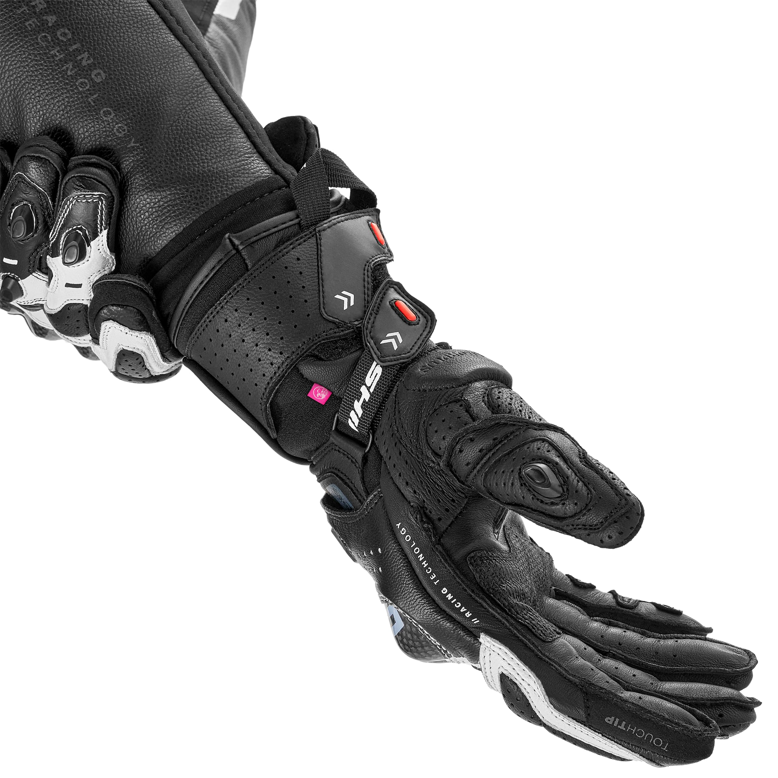 SHIMA RS-3 Motorrad Handschuhe Damen Leder Lange Sommer Motorradhandschuhe Schutz Touchscreen Touren Lederhandschuhe Motorcycle Belüftet Verstärkt Scheibenwischer (Damen, Rosa, XS)