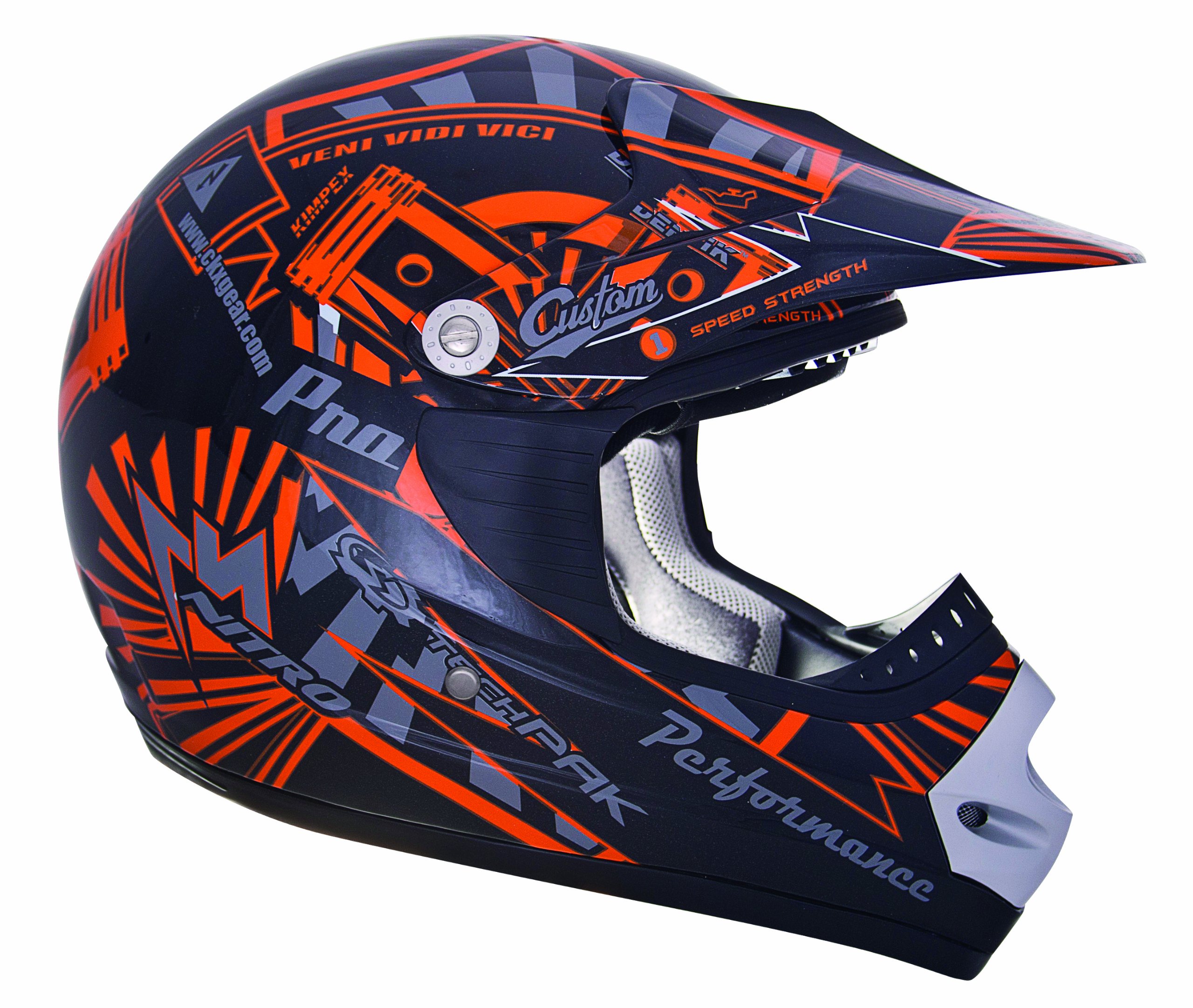 CKX 183944 TX-218 Pursuit Adult Full Moto Helmet, Orange/Black, Large