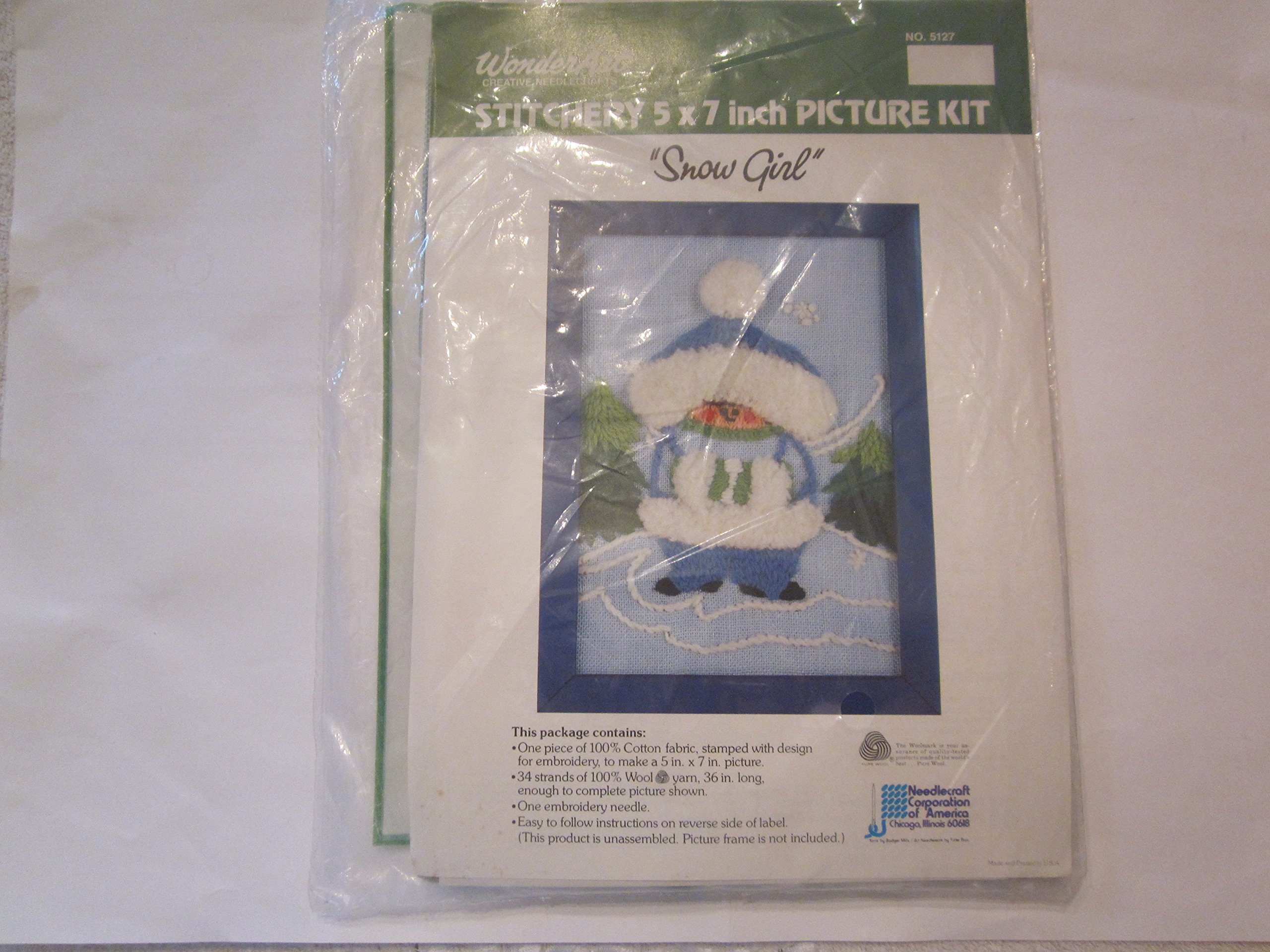 Stitchery 5 X 7 Inch PICTURE KIT by WonderArt, "Snow Girl"