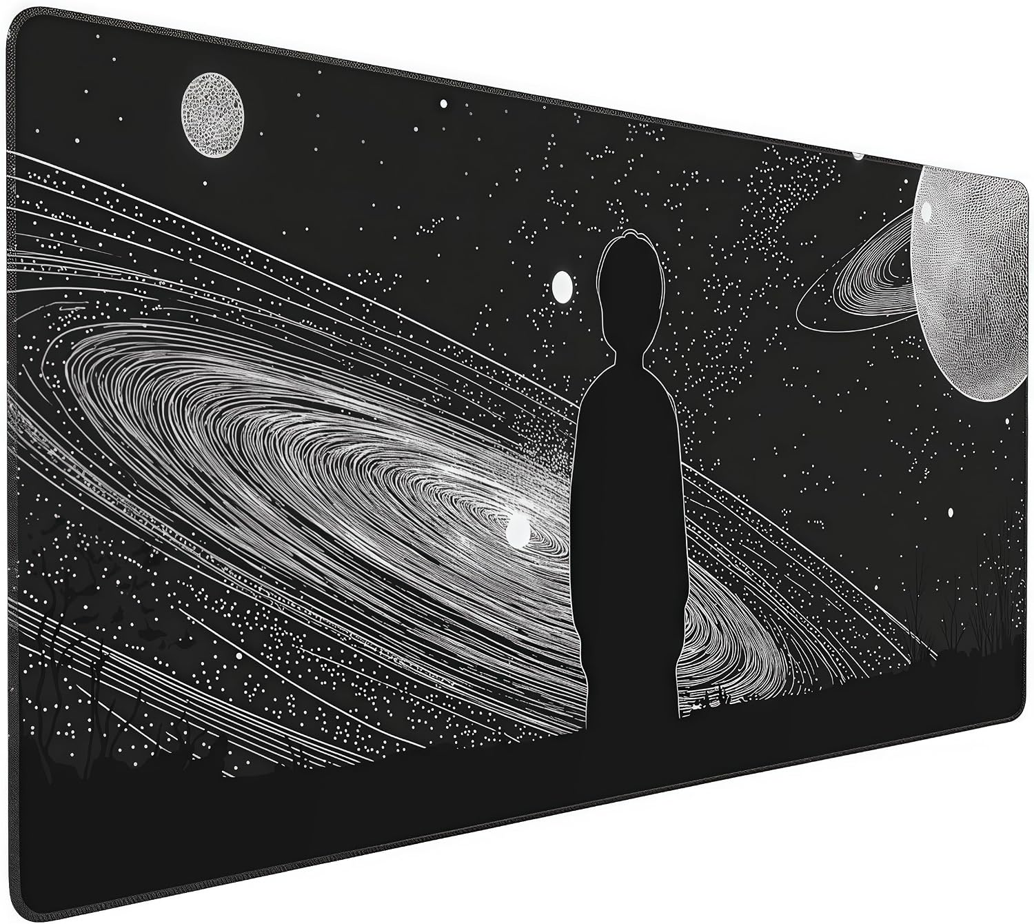 Space Galaxy Gaming Mouse Pad, Extended XXL Size 35.4 x 15.7 inches, Anti-Slip Base, Black