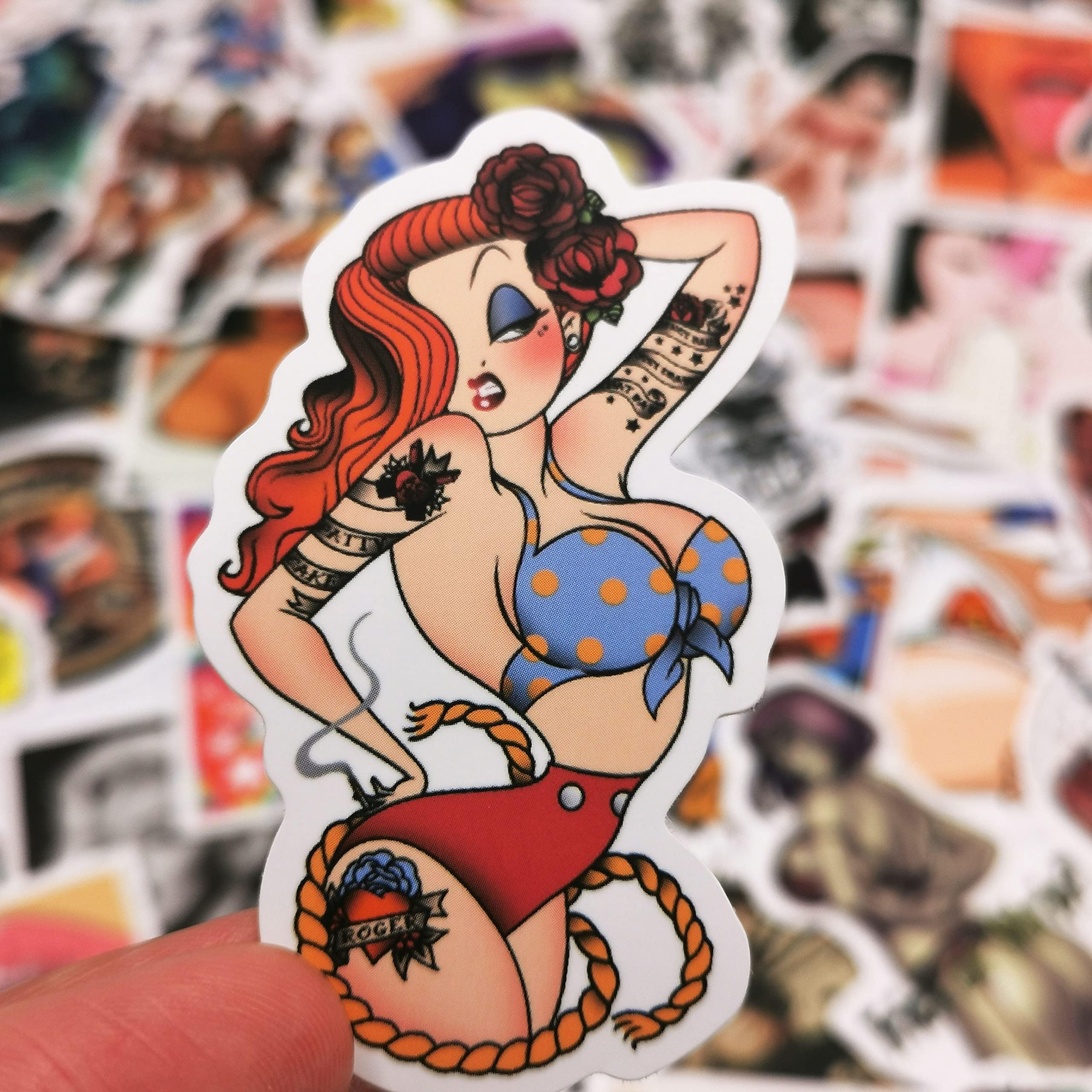Sexy Girls Stickers for Adults,100pcs Pinup Women Decals Pack for Laptops Skateboards Water Bottles Bikes Guitar Motorcycle Helmet,Waterproof Vinyl Stickers