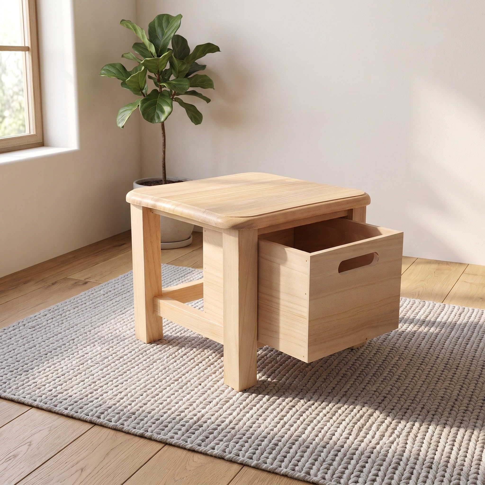 Kisangel Taburete de Madera con Almacenamiento, 2 en 1: Asiento y