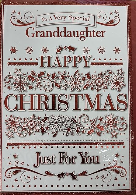 Granddaughter Christmas Card ~ To A Lovely Granddaughter Happy Christmas~ Santa & Rudolph Prelude Size 20cm x 14cm