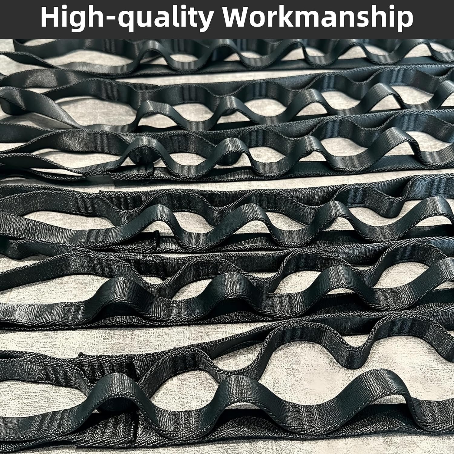 Aerial Yoga Daisy Chains, 12 Pack 3.6ft/1.1m Adjustable Straps | 2200 lbs Breaking Load, 10-Loop Adjustable, Black Heavy-Duty Polyester Rigging Straps, for Aerial Yoga Hammock & Yoga Swing