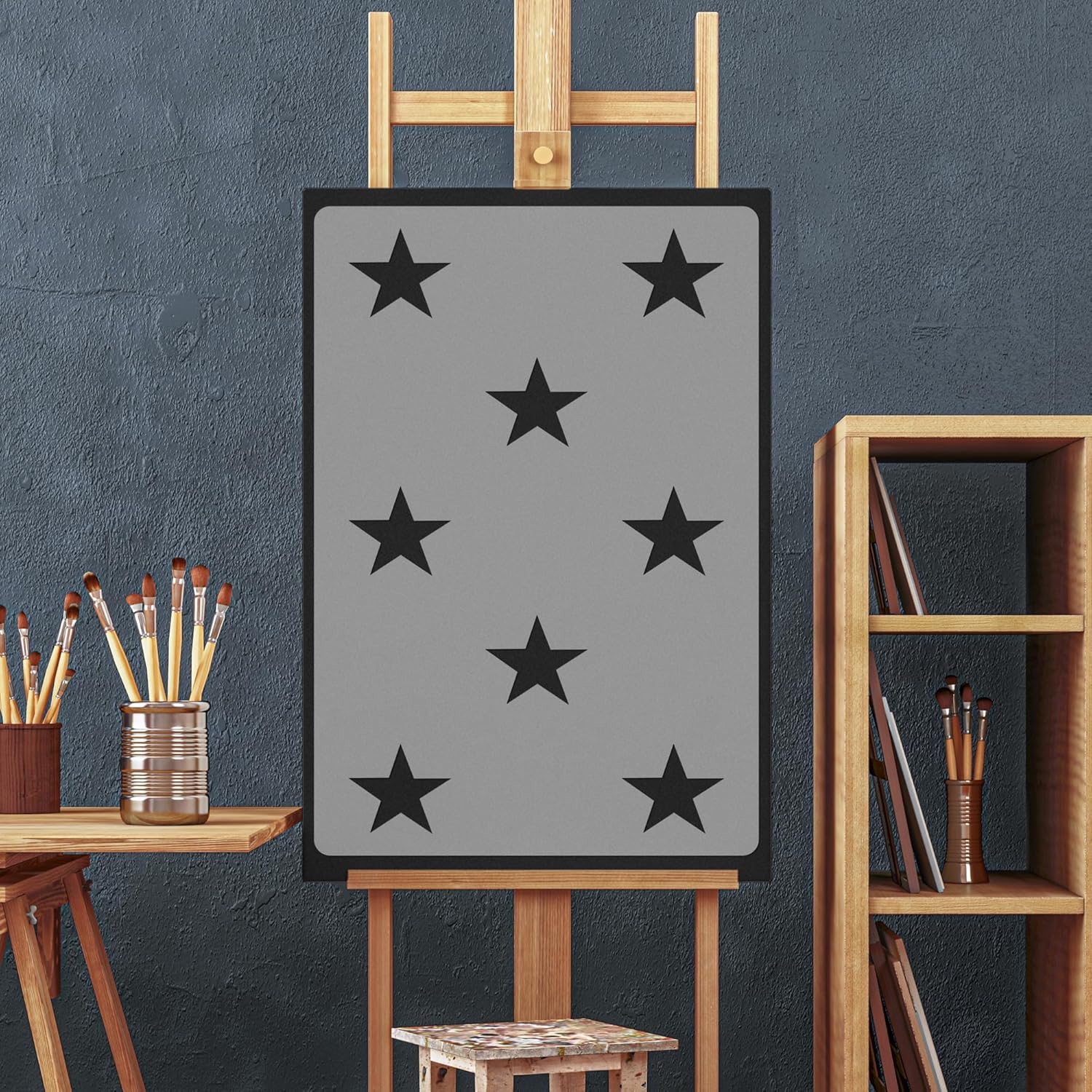 NAKLEO Wall Painting Stencil Large Size, 23,2”x37,4” Five-Pointed Stars Reusable Plastic Template, Geometric Pattern Wallpaper, DIY Home Decor Craft Wood Floor Furniture