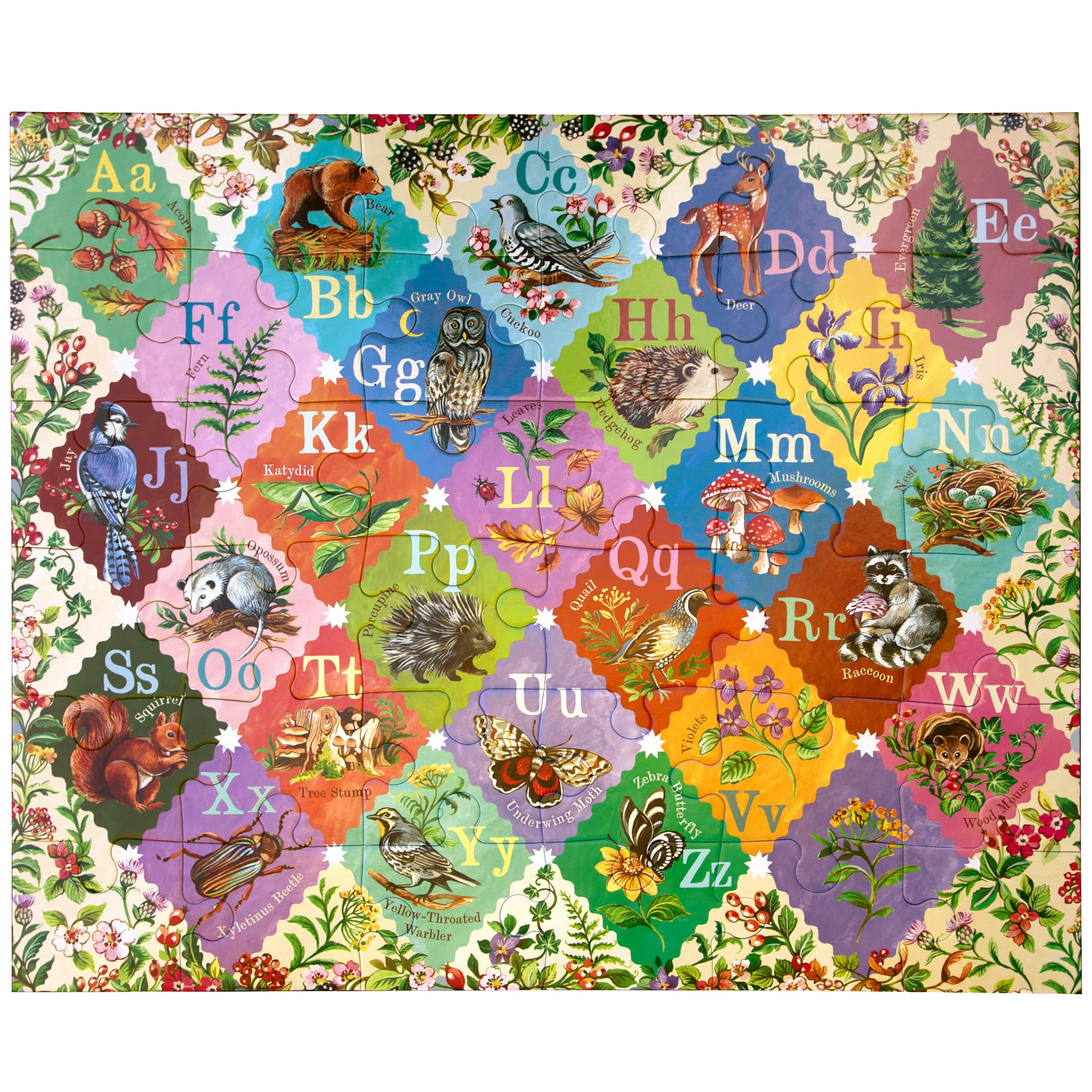 eeBoo: A is for Acorn – 36-teiliges riesiges Bodenpuzzle – 24 x 20 ABC Woodland Animal & Nature Jigsaw, übergroße Teile, Alphabet frühes Lernen, Kinder ab 4 Jahren