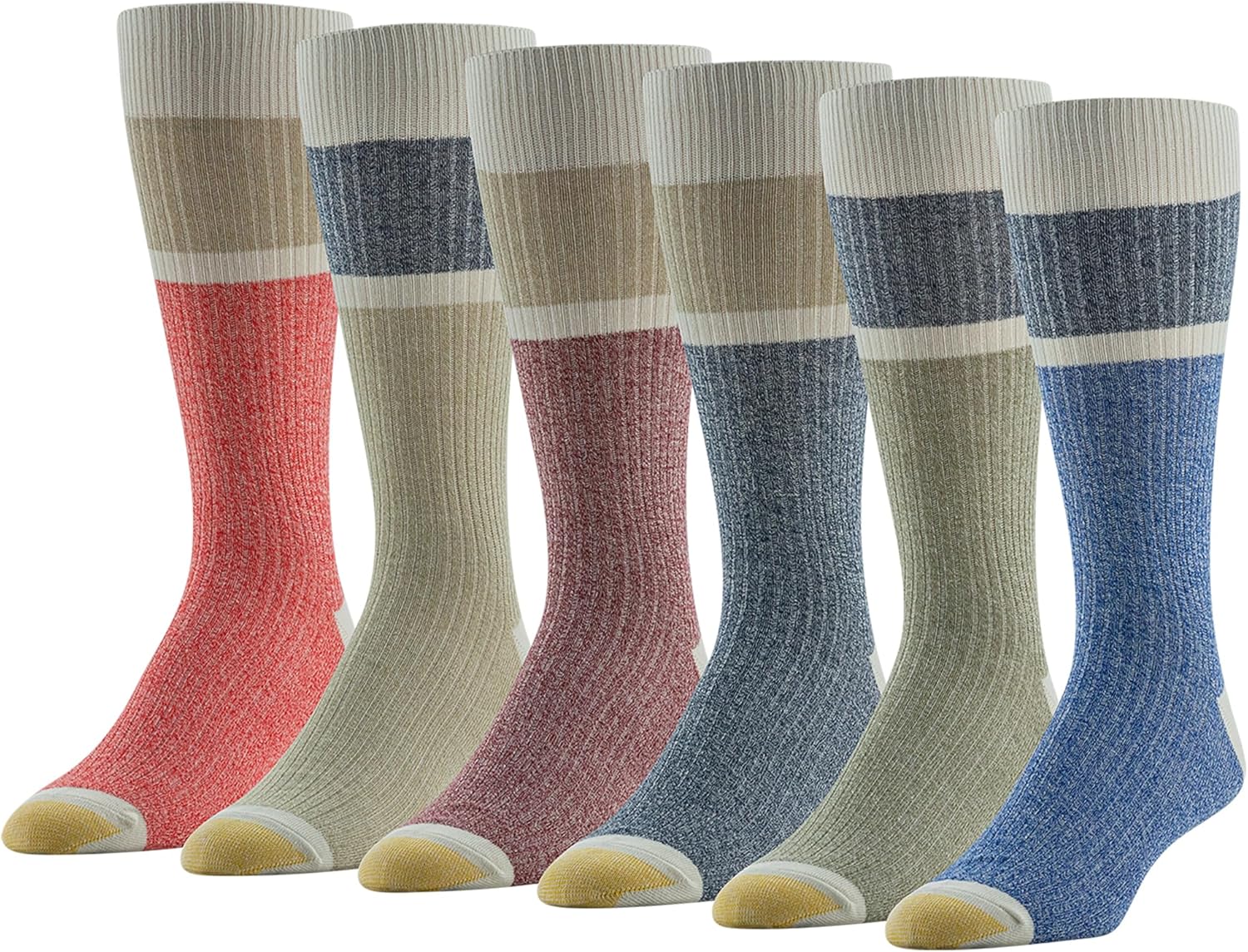 GOLDTOE Men's Stanton Crew Socks, Multipairs, Navy/Blue Assorted (6Pairs), Shoe Size 612.5 at