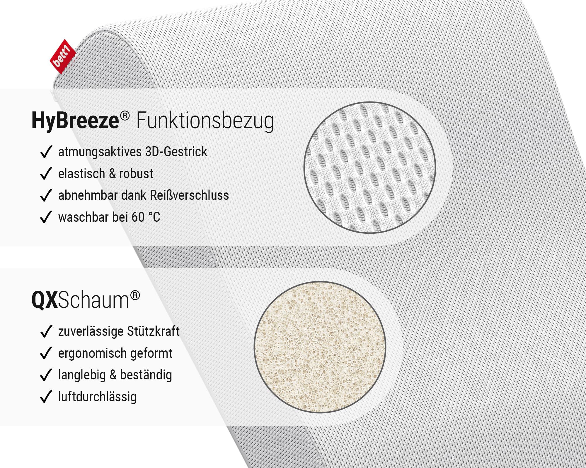 bett1 Bodyguard Venenkissen | Zum Hochlegen schwerer Beine, ergonomisch geformt, spürbare Entlastung für Waden und Oberschenkel, Bezug waschbar bei 60 °C