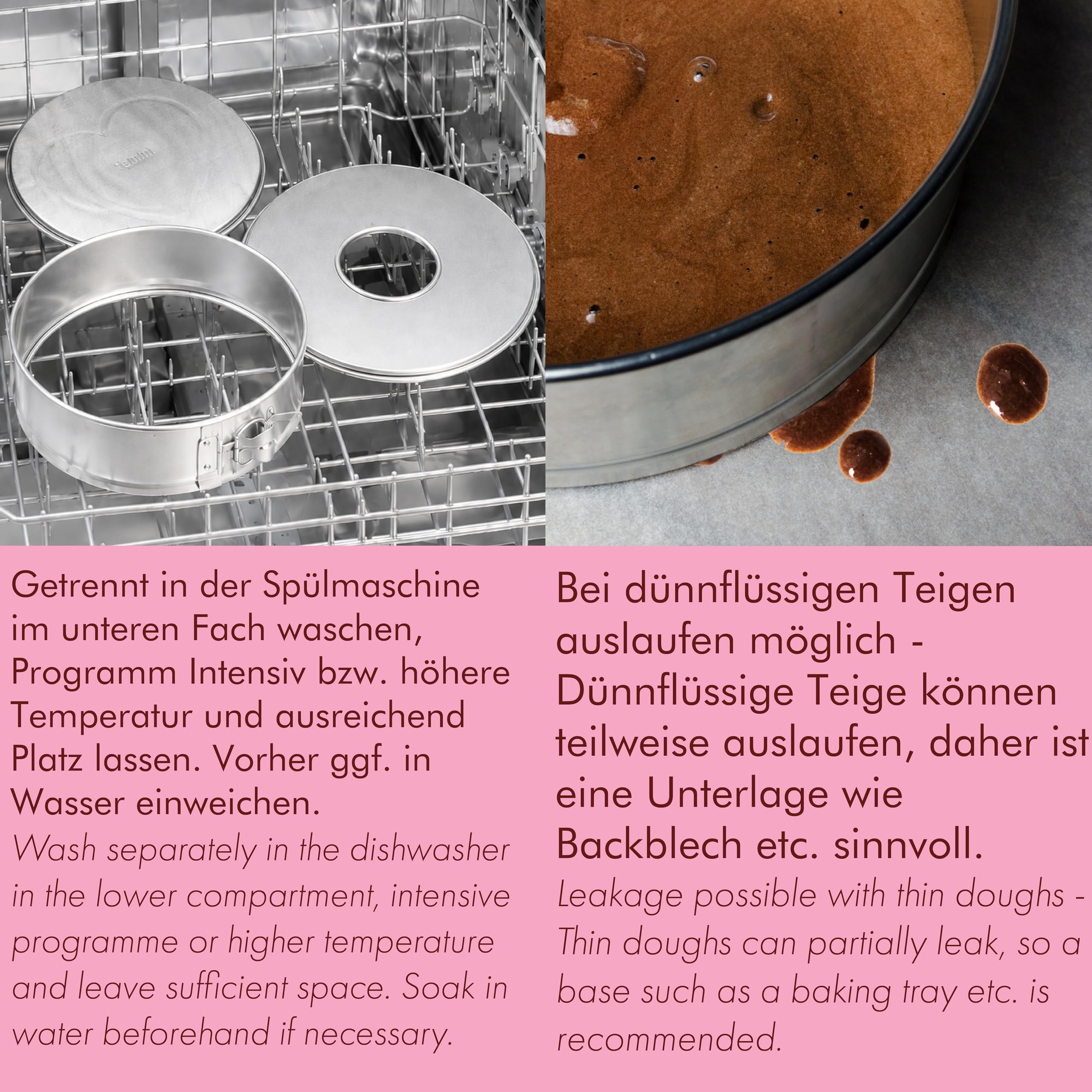 immer Moule à Charnière Inox Set avec Fond Plat et Fond Tubulaire, sans PFAS sans Revêtement Acier Inoxydable 18/8, Passe au Lave-Vaisselle