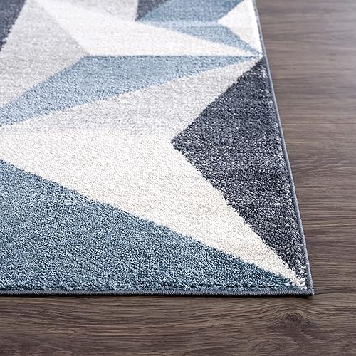 Miniatura 4 de Abani Rugs - Alfombra contemporánea con triángulos geométricos, rectangular, resistente a las manchas turcas de 5 x 8 pies, gris y azul