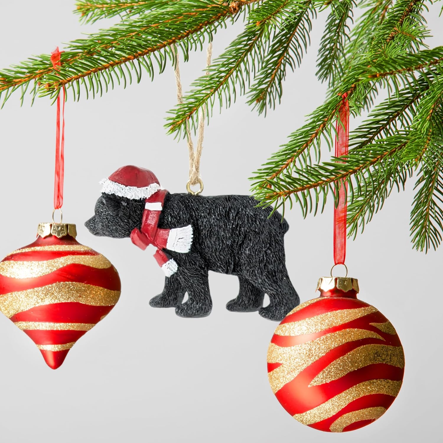 Walking Black Bear with Santa Hat & Scarf Ornament – Resin Woodland Christmas Tree Decoration, Rustic Cabin Holiday Decor, Festive Wildlife Figurine for Home, Lodge, or Office – Gift for Nature Lovers - Image 6