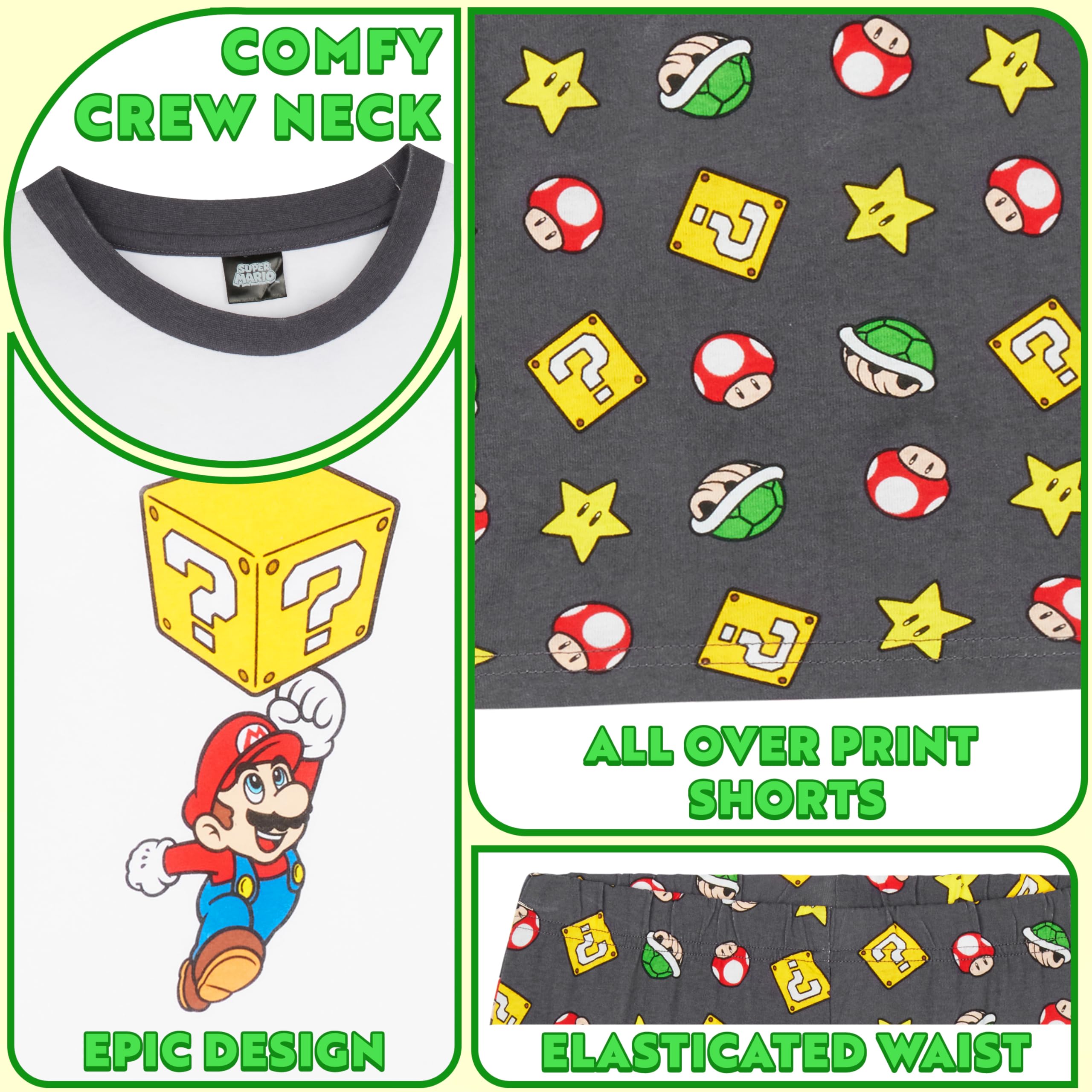 Super Mario Pijama Niño 5-14 Años Conjunto Verano Pijama Corto Ropa Dormir Infantil Regalos