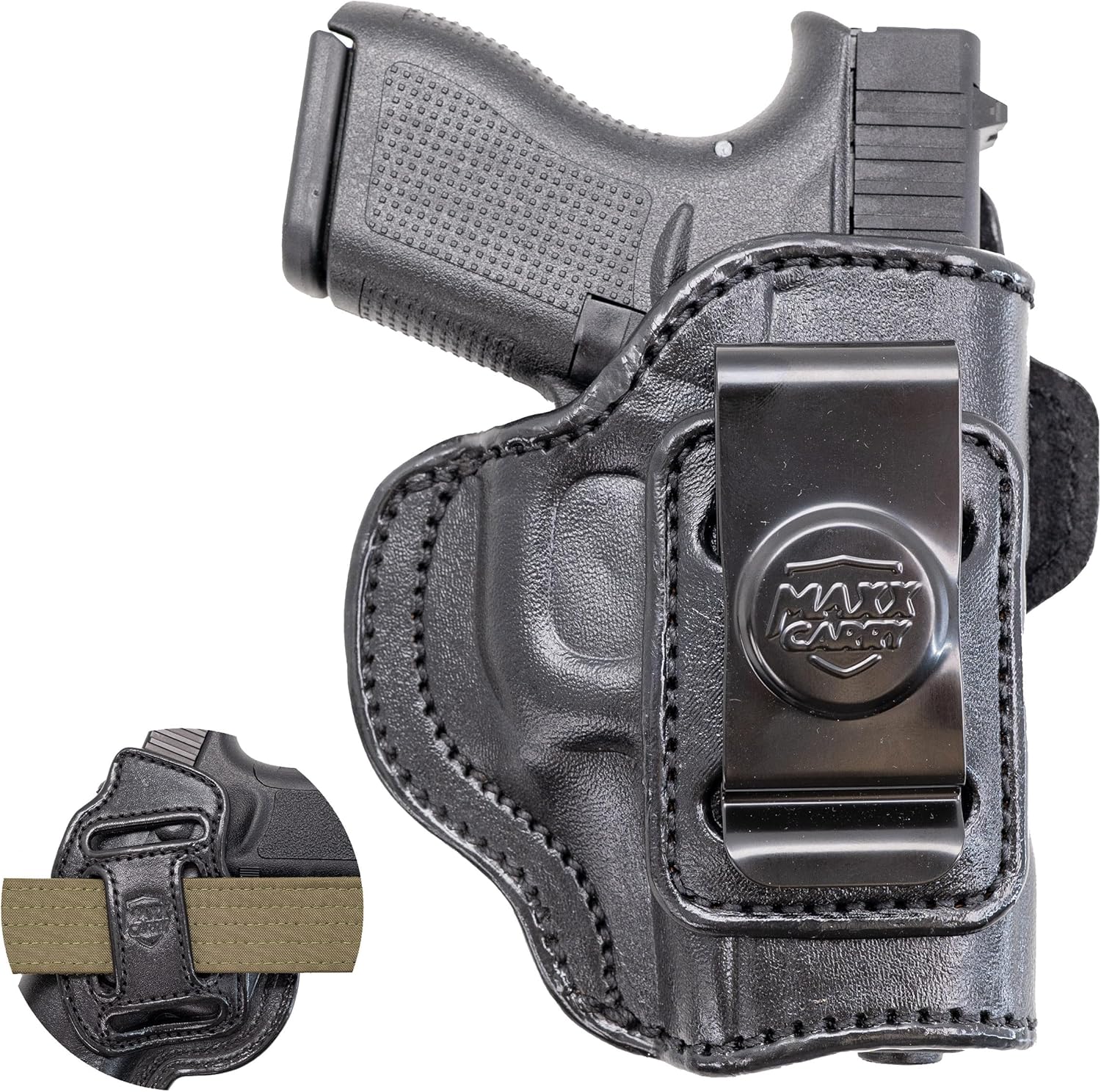 Maxx Carry Multi-Carry 4-Way OWB & IWB Leather Gun Holster fits G 42 380 Auto | Ruger EC9s, LC9s, LC9 | SCCY CPX-2 | Taurus Spectrum | Beretta Tomcat | Diamondback DB9 | Kahr PM9, MK9, CM9, CW40