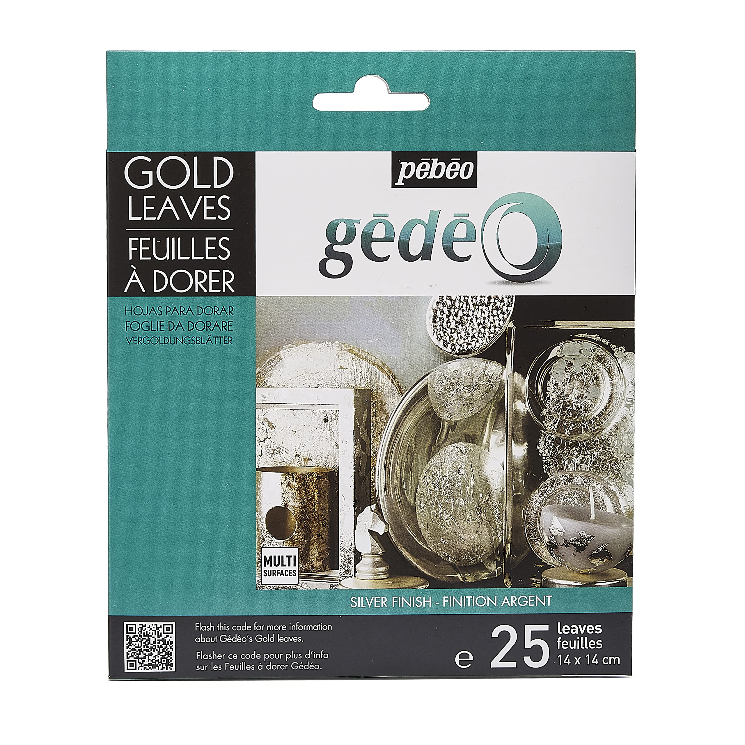 Pebeo Gedeo Gilding Foil Leaves 25 Sheets in Silver.