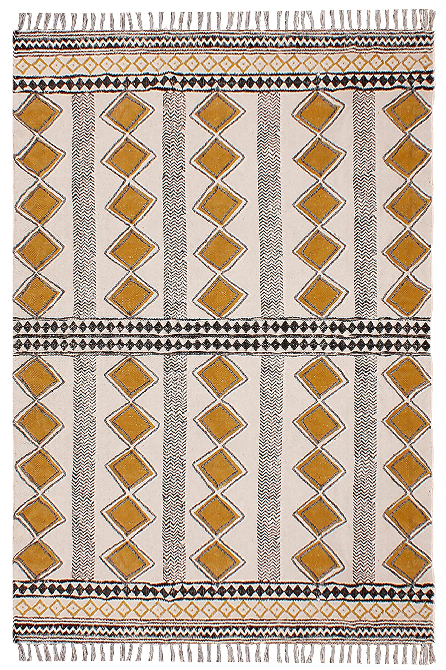 Tapis kilim bohème pour salon et chambre en coton fait main