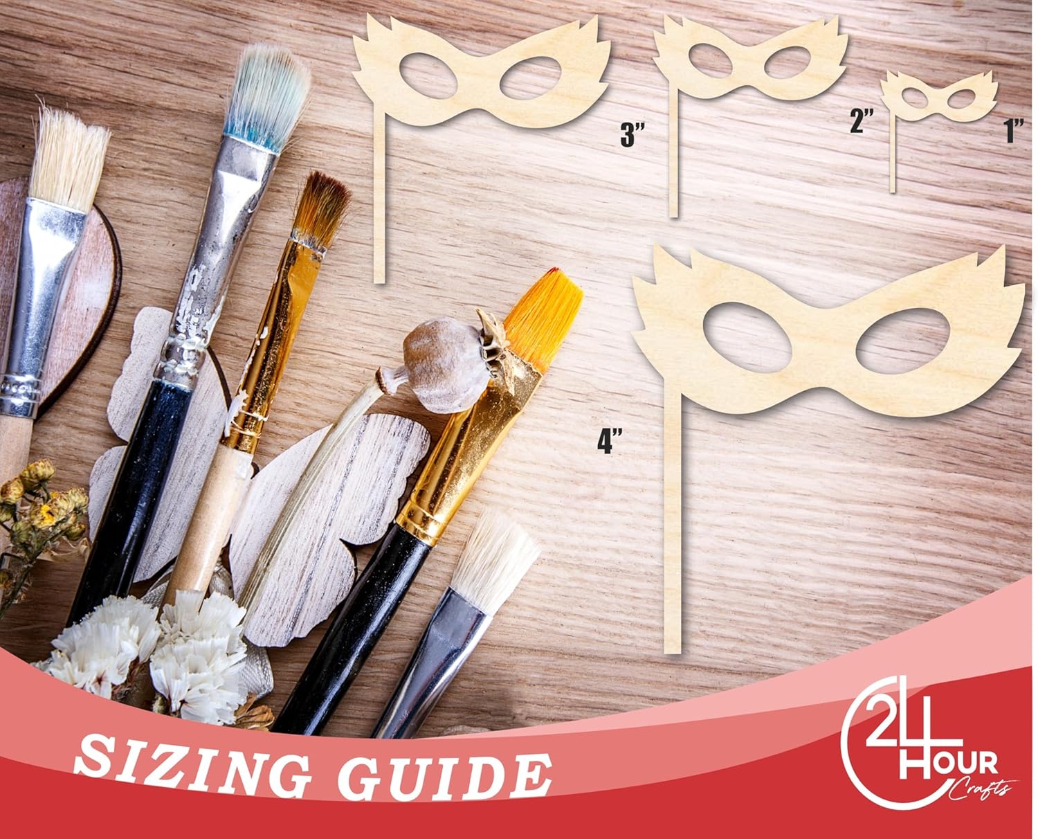 Unfinished Wood Stick Mask Shape | Mardi Gras | DIY Craft Cutout | up to 46" DIY 30" / 3/4"
