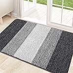 Kitinjoy Indoor Outdoor Door Mat, 32x20 Non-Slip Absorbent Dirt Trapper, Low-Profile Washable Inside Entrance Front Floor Mat, Sturdy Soft Entry Doormats for Entryway, Grey