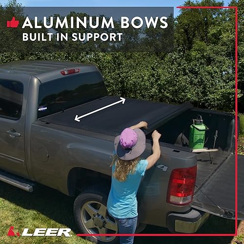 Miniatura 6 de LEER SR250 - Cubierta Tonneau suave con ruedas para caja de camión, se adapta a Chevy Silverado y GMC Sierra 1500, años 2019-2024, caja de camión de