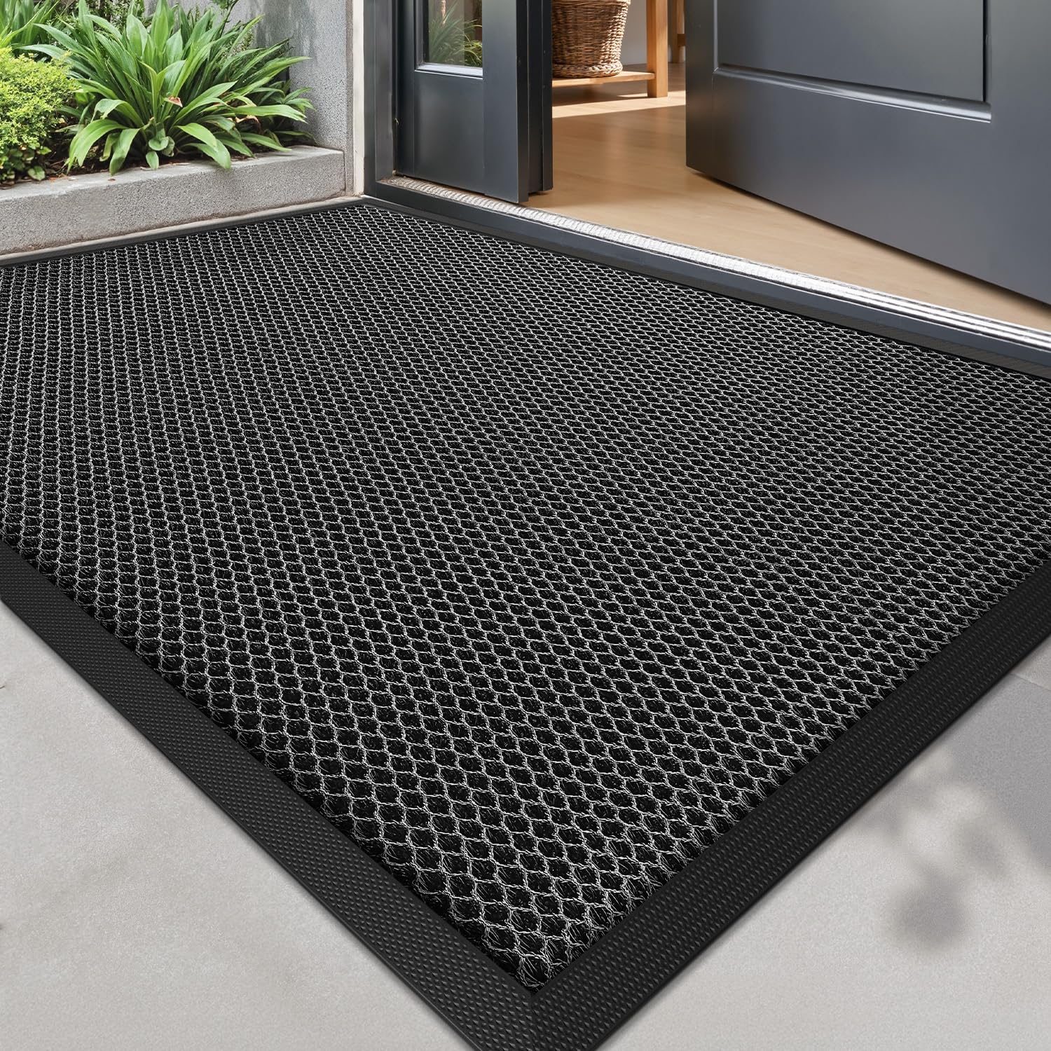 LUMI Front Door Mat for Outside Entrance 80 x 120 cm, Heavy-Duty Dirt-Trapping Doormat with Durable Non-Slip Rubber Backing, Stain & Fade-Resistant Entry Mats, Dark Grey