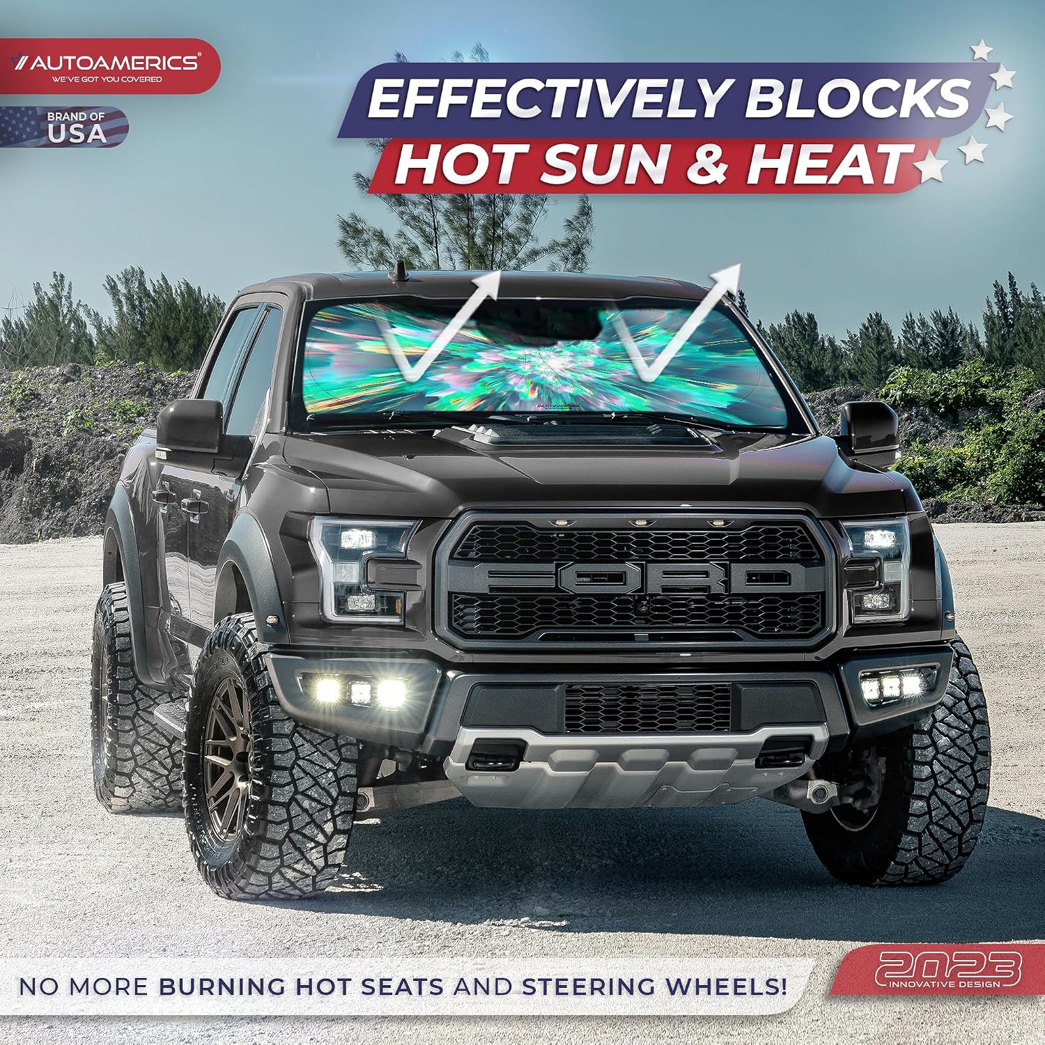 Autoamerics 1-Piece Windshield Sun Shade - Shower, Small 59x28.5 in image 3