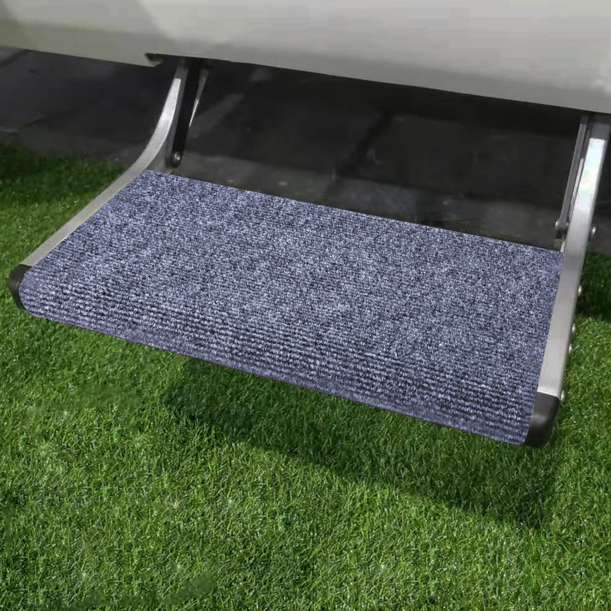 Newfom Grey Rv Step Rug Camper Stair Cover Trailer Step Carpet For 18-23 Inch Wide Rv Step Covers