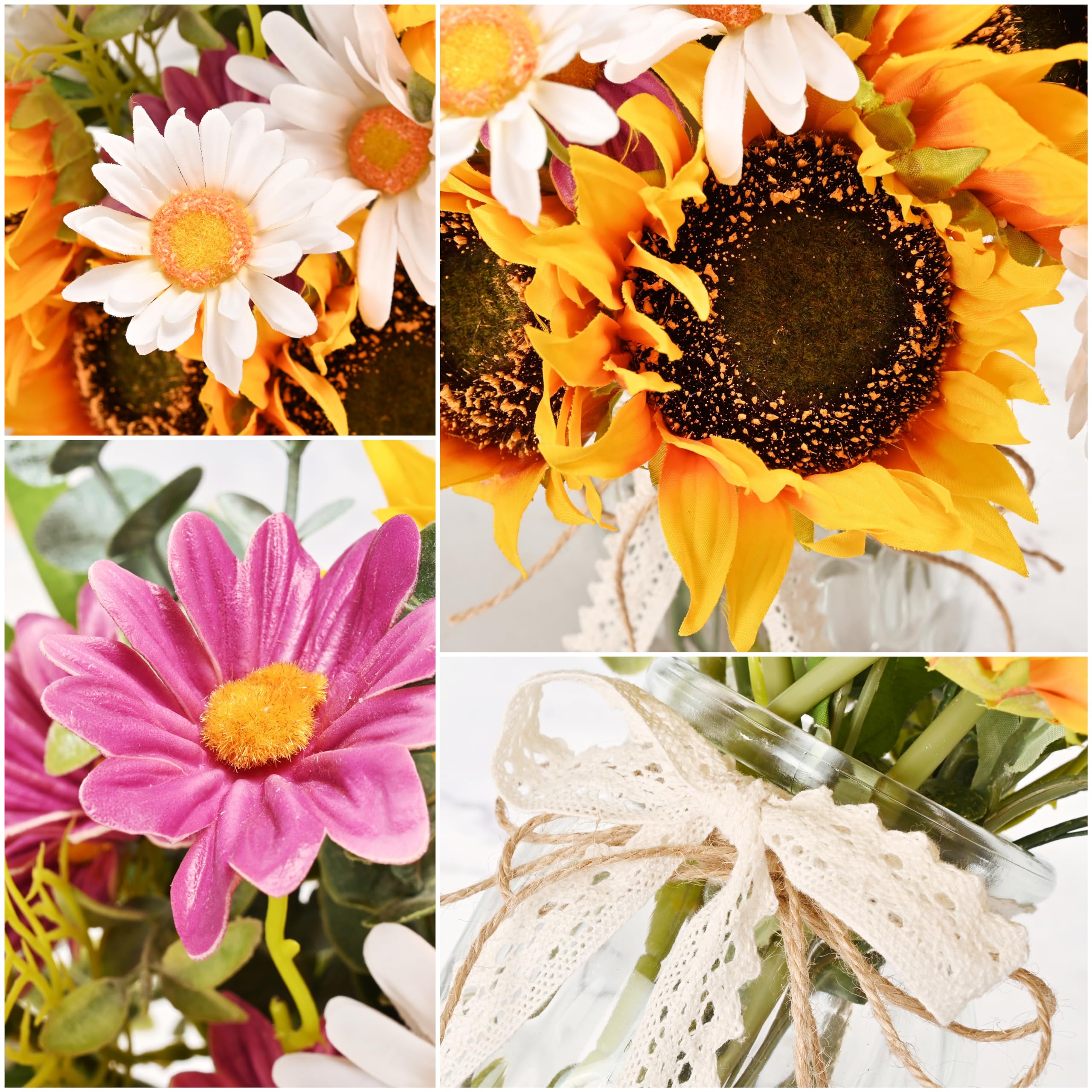 Yorkmills Artificial Flowers in Vase for Home Decor, Silk Sunflower ...