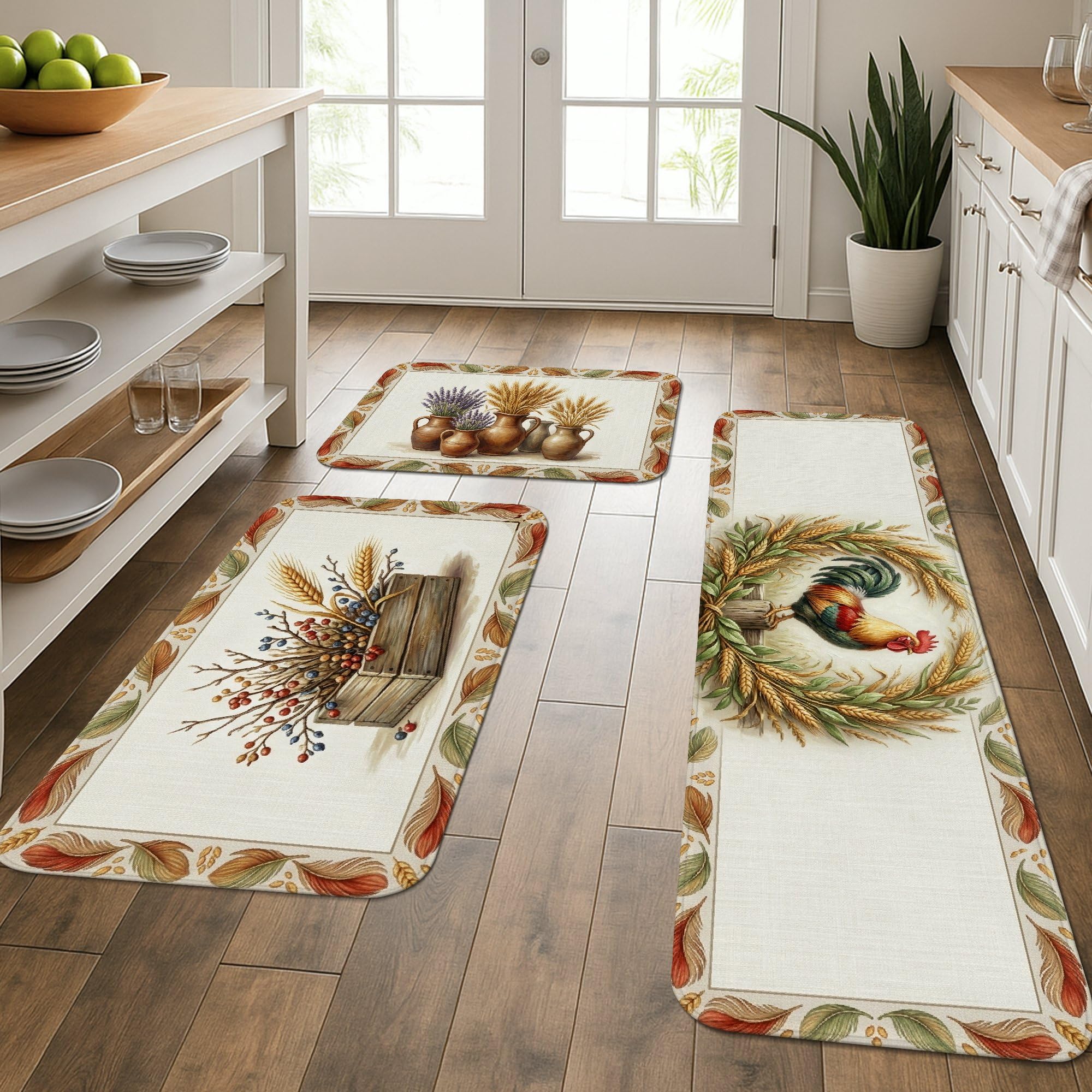 Tapis de cuisine lavables et doux motif couronnes de maïs pour évier et entrée