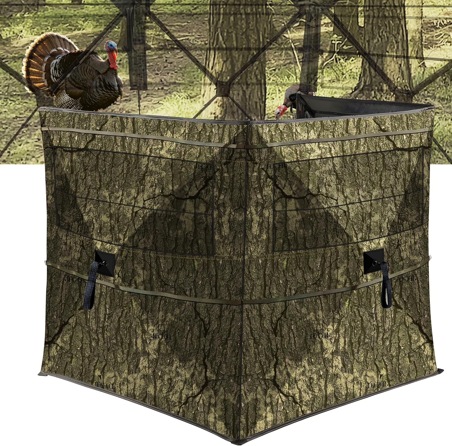 Hunting Blind for Turkey, 3-Panel See-Through Turkey Blind, Full 360° Visibility Pop Up Ground Blind