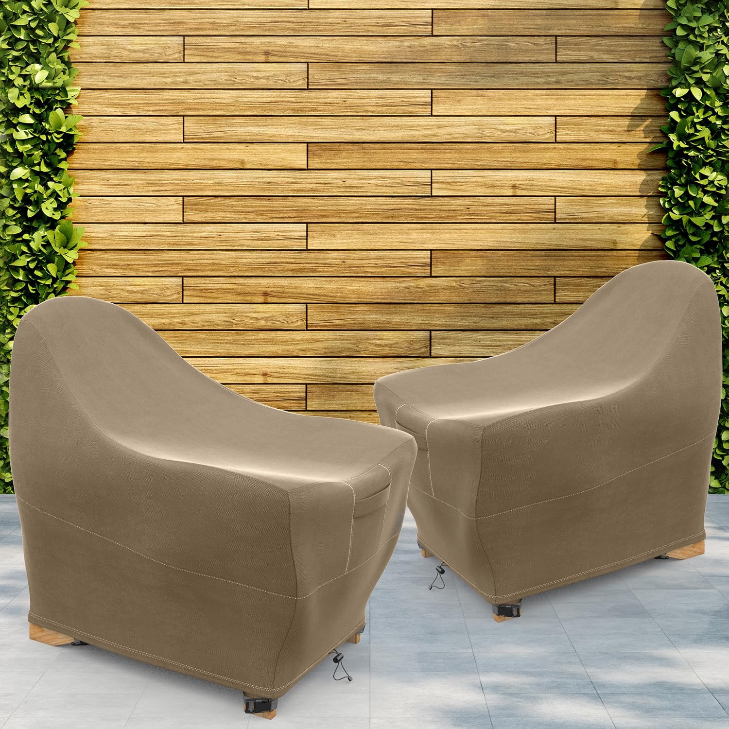 Waterproof Patio Adirondack Chair Cover 2 Pack Size 32W x 34D x 36H Outdoor Furniture Cover Weatherproof Heavy Duty (Brown)