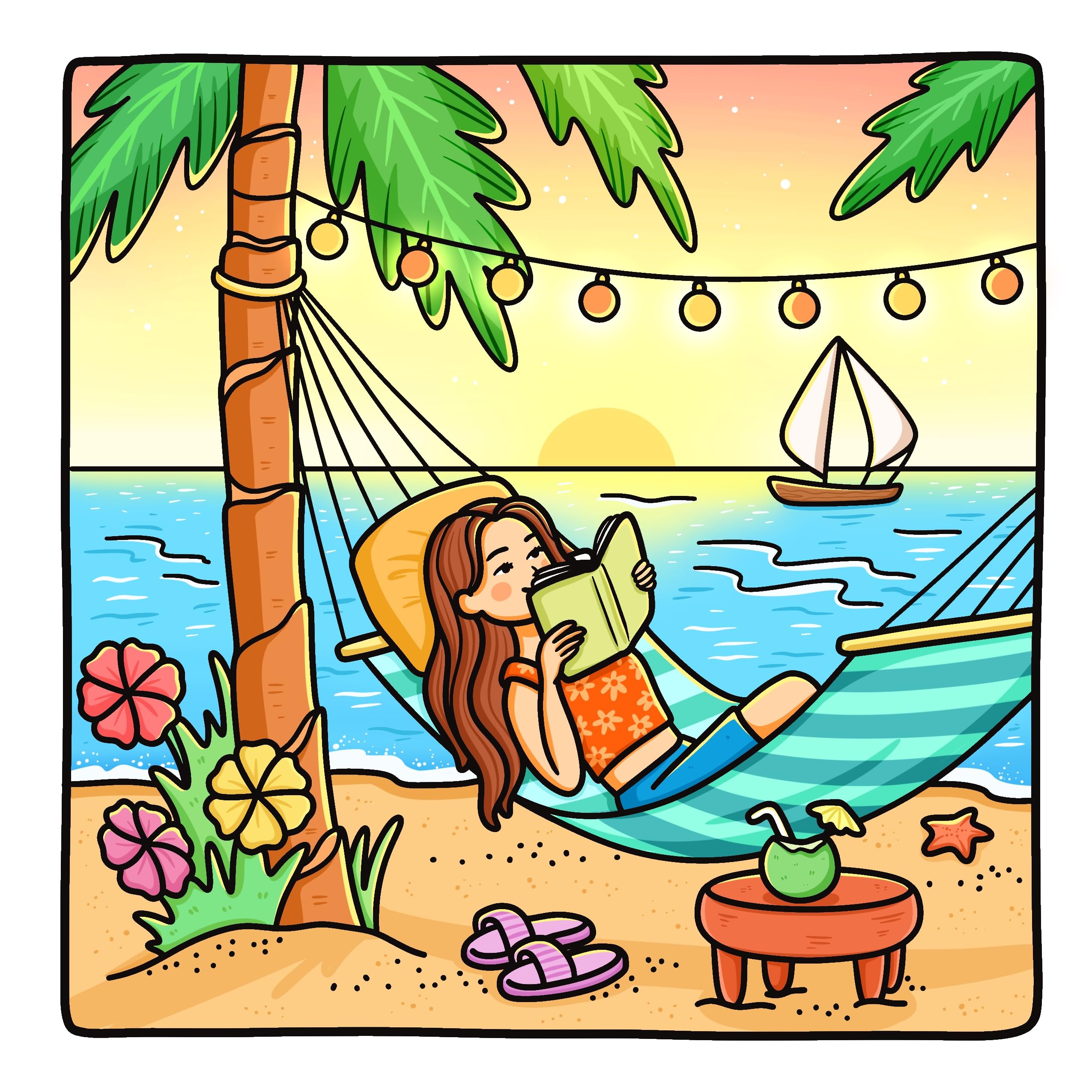 Living My Best Life: Coloring Book for Adults and Teens Featuring Cute & Girly Scenes for Relaxation