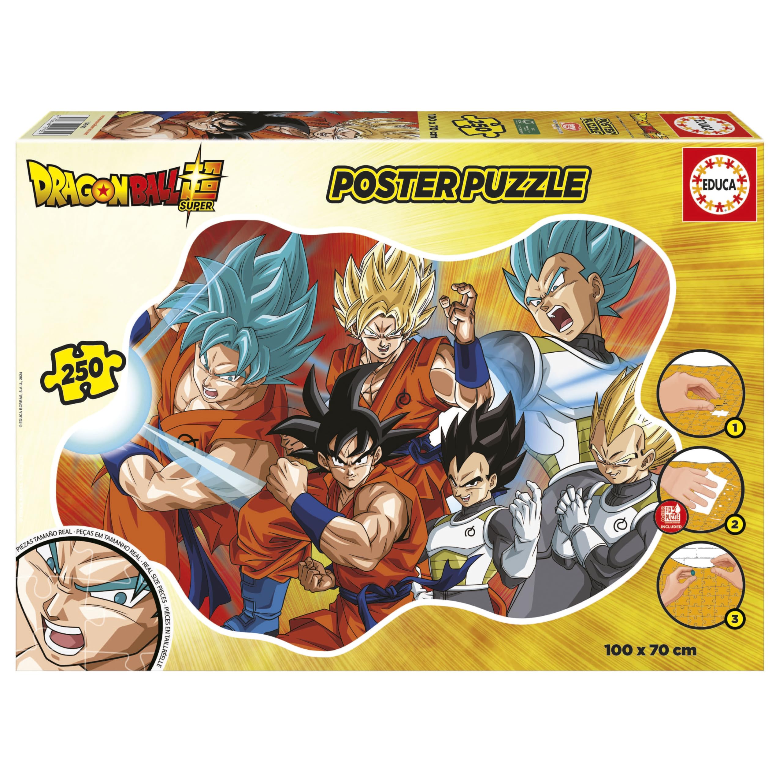 Educa - Kinderpuzzle Dragon Ball Poster | 250 Teile Puzzle XXL | Son Goku, Dragonball, Großformat | ab 8 Jahren (19965)