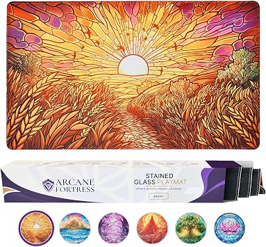 MTG Magic The Gathering Playmat 24x14 Inches, Original Art, Non-Slip TCG Playmat with Rubber Bottom & Stitched Edges, Commander TCG Rollable & Foldable Card Mat White