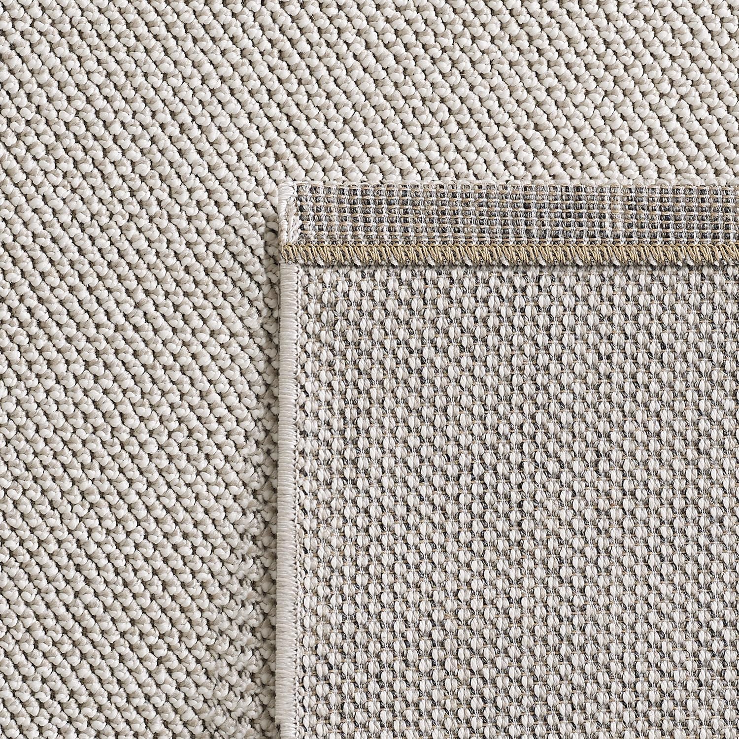 HomebyHome Langlebiger Teppich Cut-Loop Creme 140 x 200 cm - Kurzflor Schlingenteppich für Wohnzimmer, Schlafzimmer - Dekorativer Melierter Struktur Moderner Küchenteppich