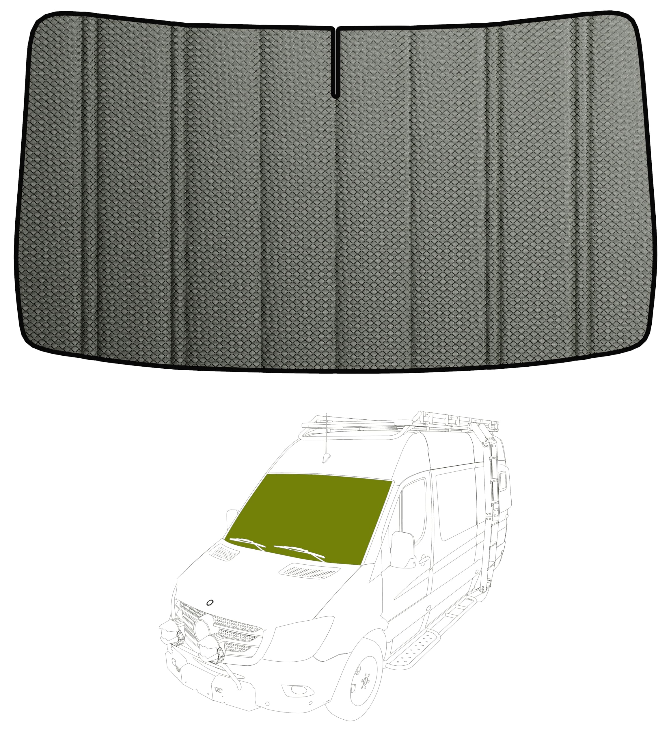 VANNCAMP Extra-Thick Windshield Cover for Mercedes-Benz Sprinter NCV3/VS30, 2007-current, Insulated Blackout Foldable Windshield Sunshade,