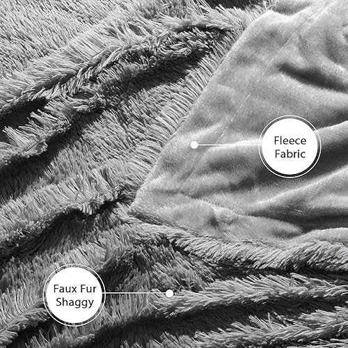 Miniatura 5 de Tuddrom - Manta de piel sintética extrasuave y decorativa, reversible y mullida, ligera, cómoda y acogedora, manta de microfibra y vellón de visón
