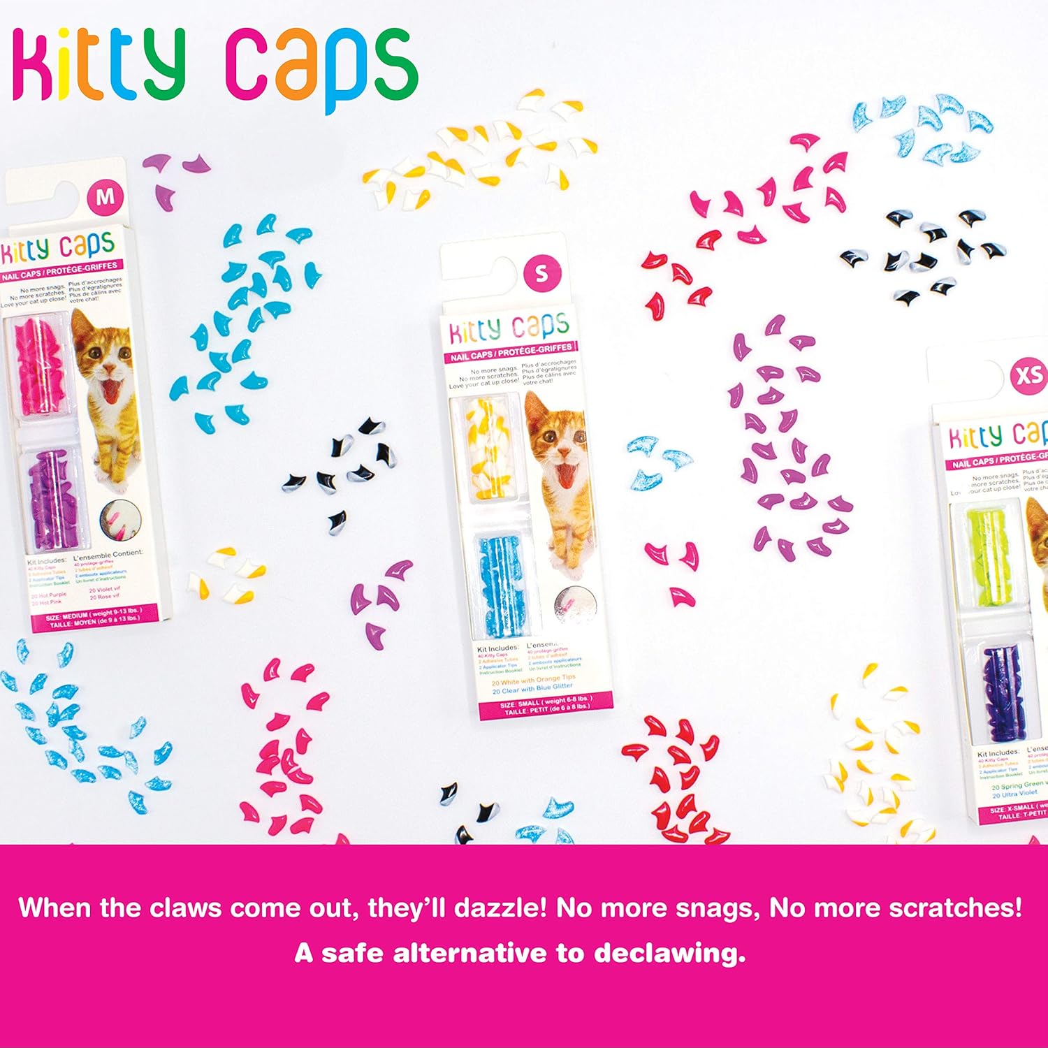 Kitty Caps Nail Caps for Cats (Medium, Hot Purple & Hot Pink) - Image 6