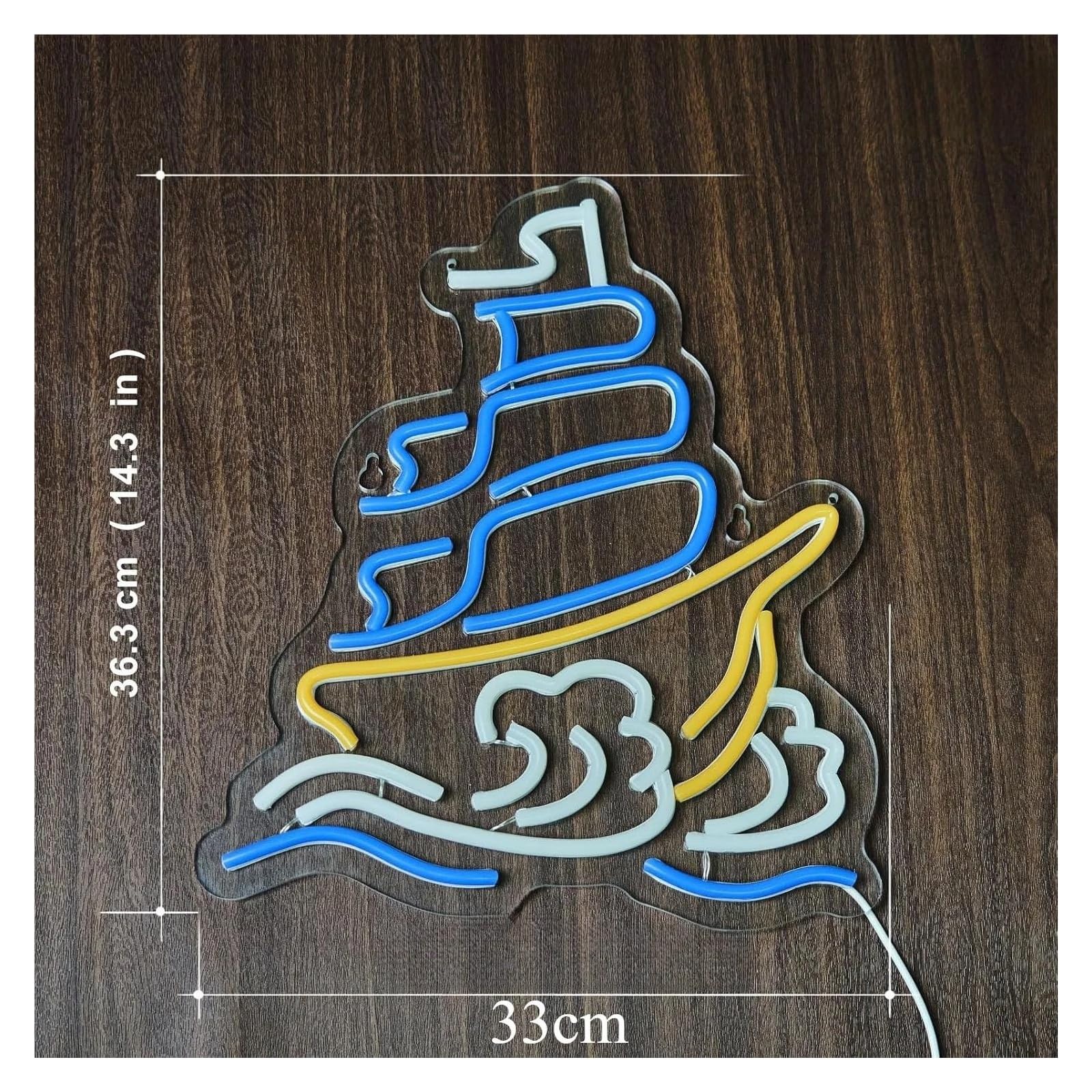Luz de Diseño de Digital Letrero De Neón De Velero, Luz Regulable Ondulada Para Decoración De Pared, Alimentada Por USB Para Habitación De Cumpleaños, Dormitorio, 33cm×36.3cm
