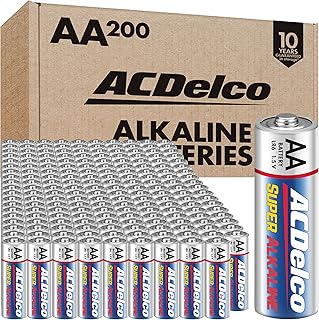 ACDelco 200-Count Double AA Batteries, Super Alkaline Battery, 10-Year Shelf Life, Reclosable Packaging