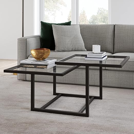 Henn&Hart 43" Wide Square Coffee Table in Blackened Bronze