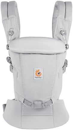 Ergobaby Adapt Babytrage für Neugeborene ab Geburt 0–48 Monate | 3-Positionen SoftTouch Cotton Ergonomische Babybauchtrage Rückentrage Baby-Tragetasche, 3,2-20kg, Pearl Grey
