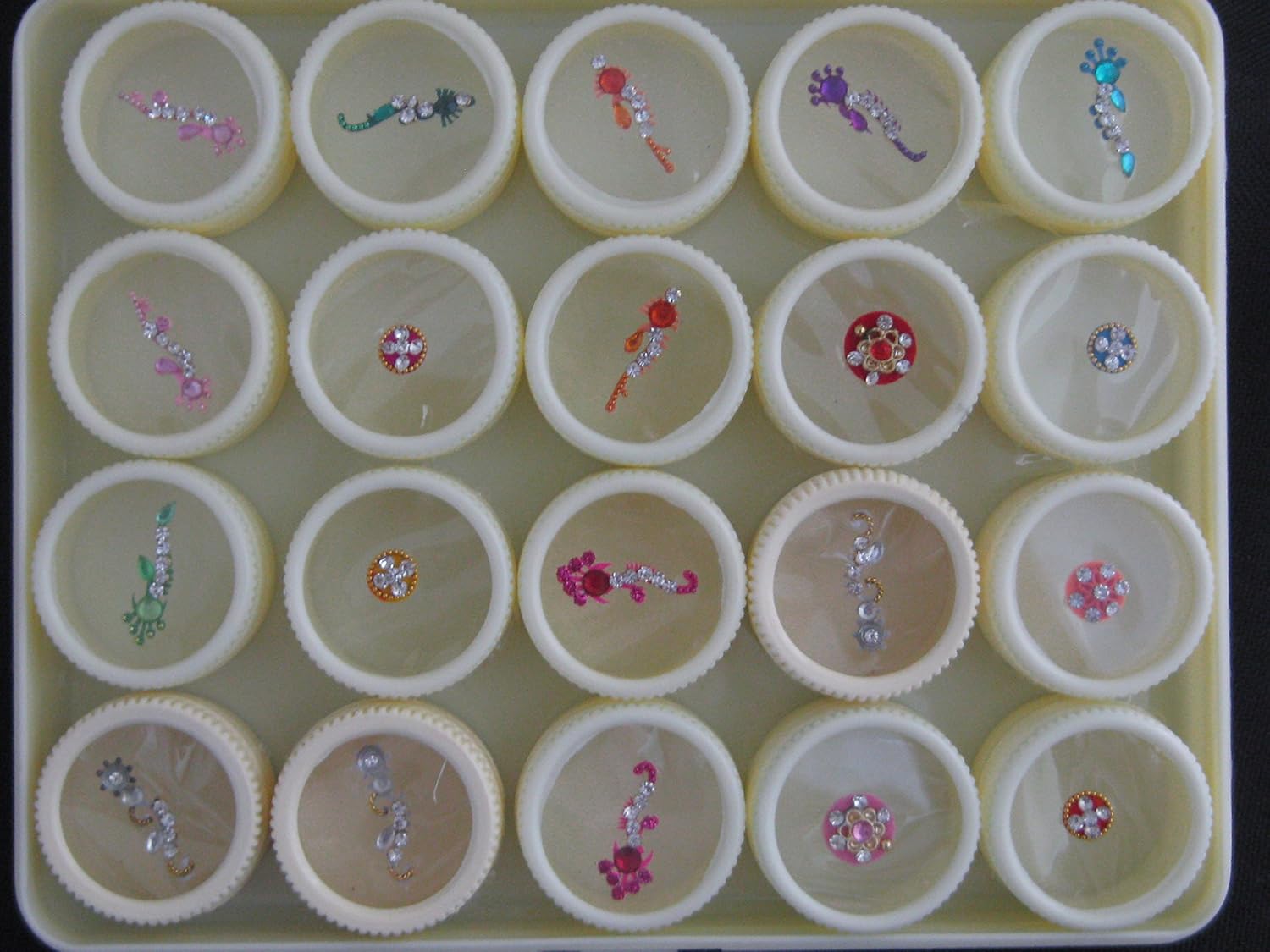 Bindi Box Long Multicolored Crystal Bindis Bridal face Jewels Forehead Tika (Pack of 40 Bindis)
