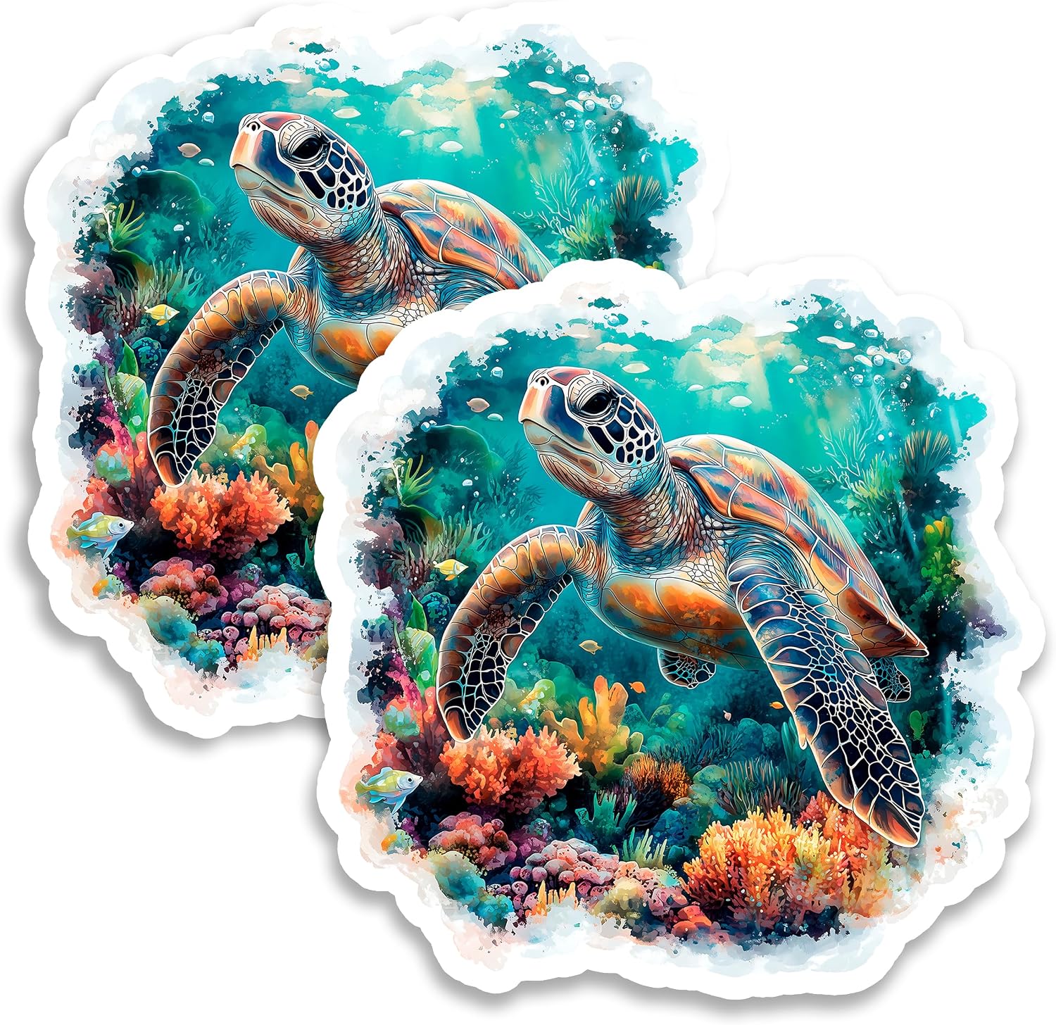 Sea Turtle Fridge Magnet 4 Inch 2-Pack Vinyl