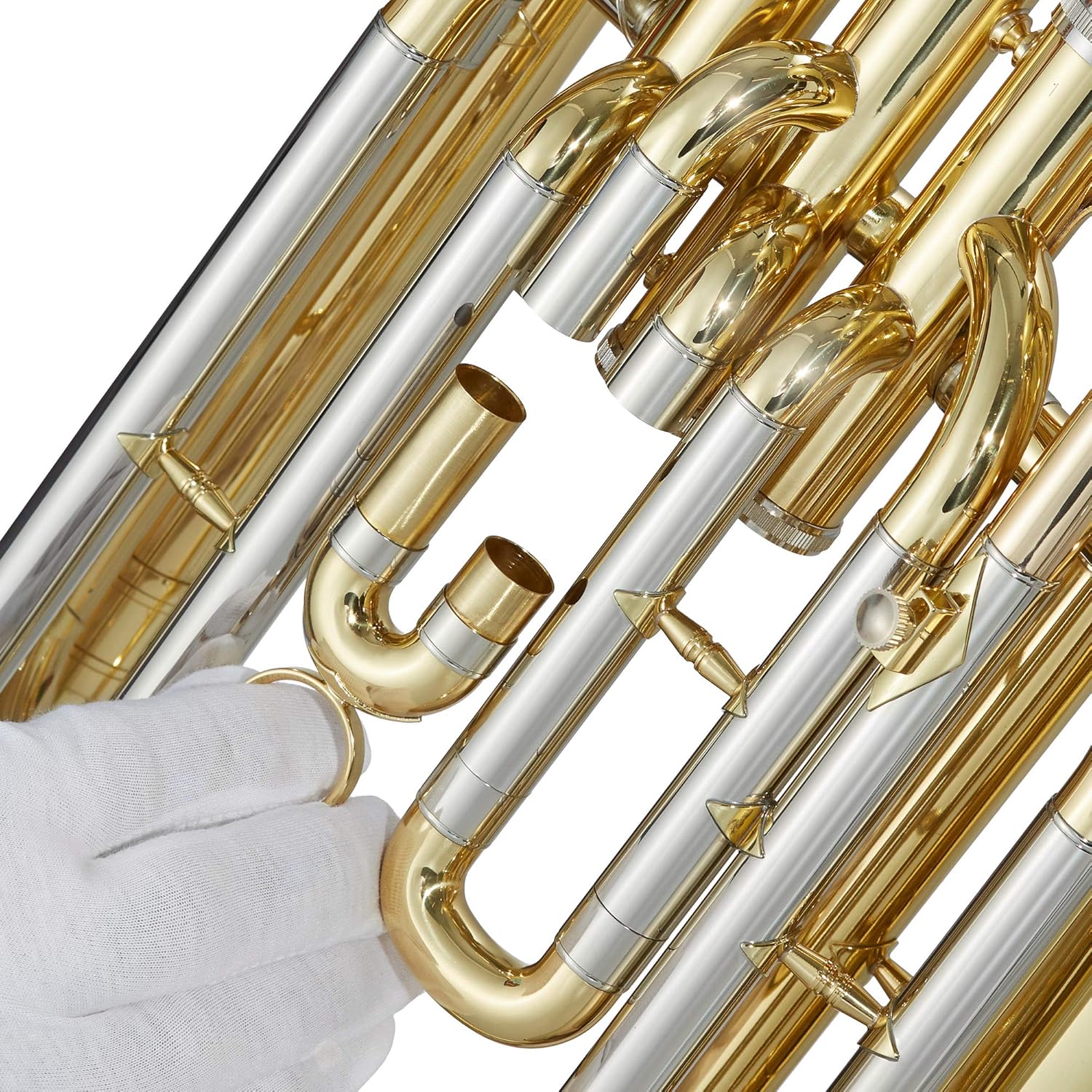 Ashthorpe Bb Baritone with Stainless Steel Pistons, Gold Lacquer - Includes Case, Mouthpiece Gloves, Cleaning Cloth and Piston Oil : Musical Instruments
