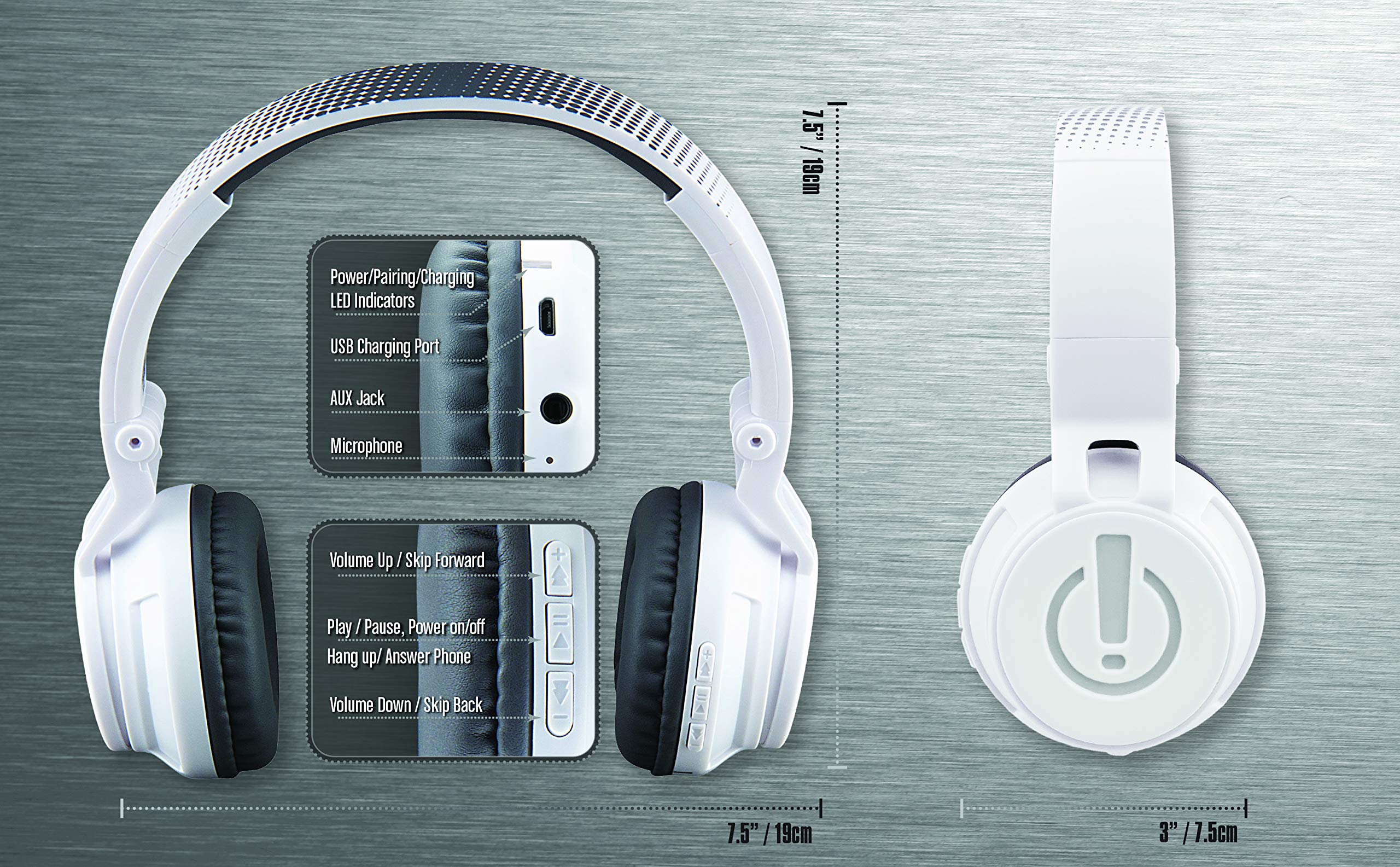 eKids Cuffie Bluetooth per bambini, cuffie wireless con microfono, include cavo AUX, volume ridotto, cuffie pieghevoli per bambini, per scuola, casa o viaggi