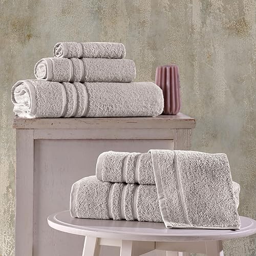 Miniatura 2 de Hammam Linen - Juego de 6 toallas de baño, algodón turco auténtico, suaves, absorbentes y de calidad prémium, 2 toallas de baño, 2 toallas para las
