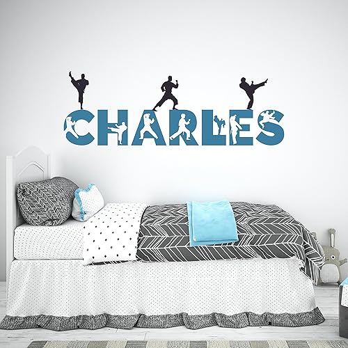 Miniatura 4 de Calcomanías de pared personalizadas con nombre de karate, decoración marcial, decoración de habitación de niños