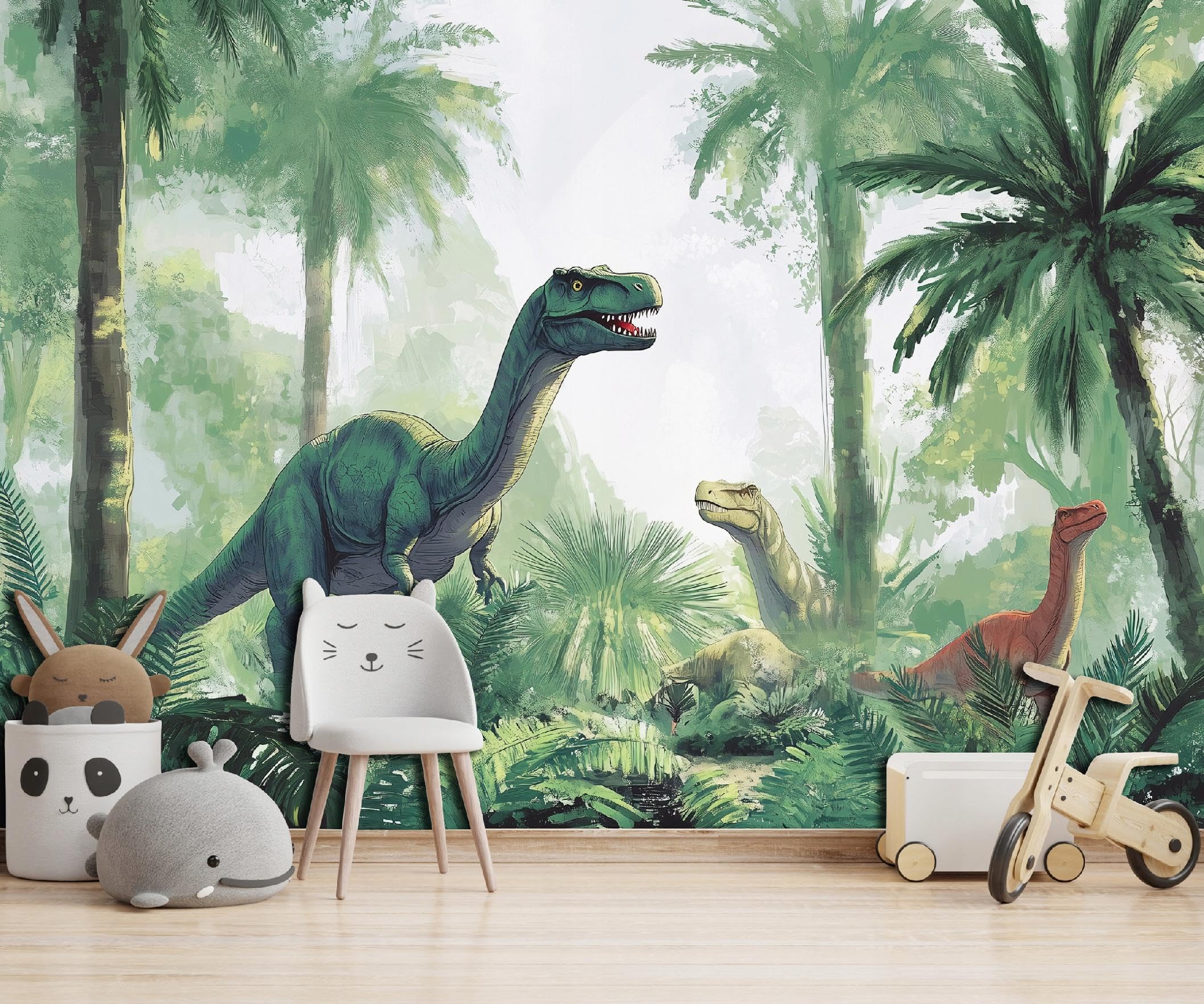 WallArena Vlies Fototapete, Dinosaurier, 350x250cm | Fototapeten - Tapeten - für Wohnzimmer Schlafzimmer - Vliestapete Wandtapete Tapete 3D Effekt- inkl. Kleister