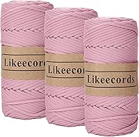 Vista 25 de Cuerda de macramé de poliéster trenzado de 4 mm, 140 yardas / 426 pies, suministros de macramé para manualidades DIY, hilo elástico para crochet